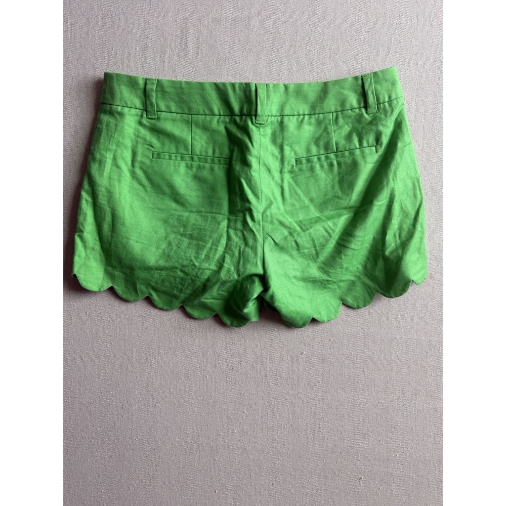 J. Crew Women's Scalloped Shorts Green Size 8 Linen Cotton Blend - Picture 3 of 3